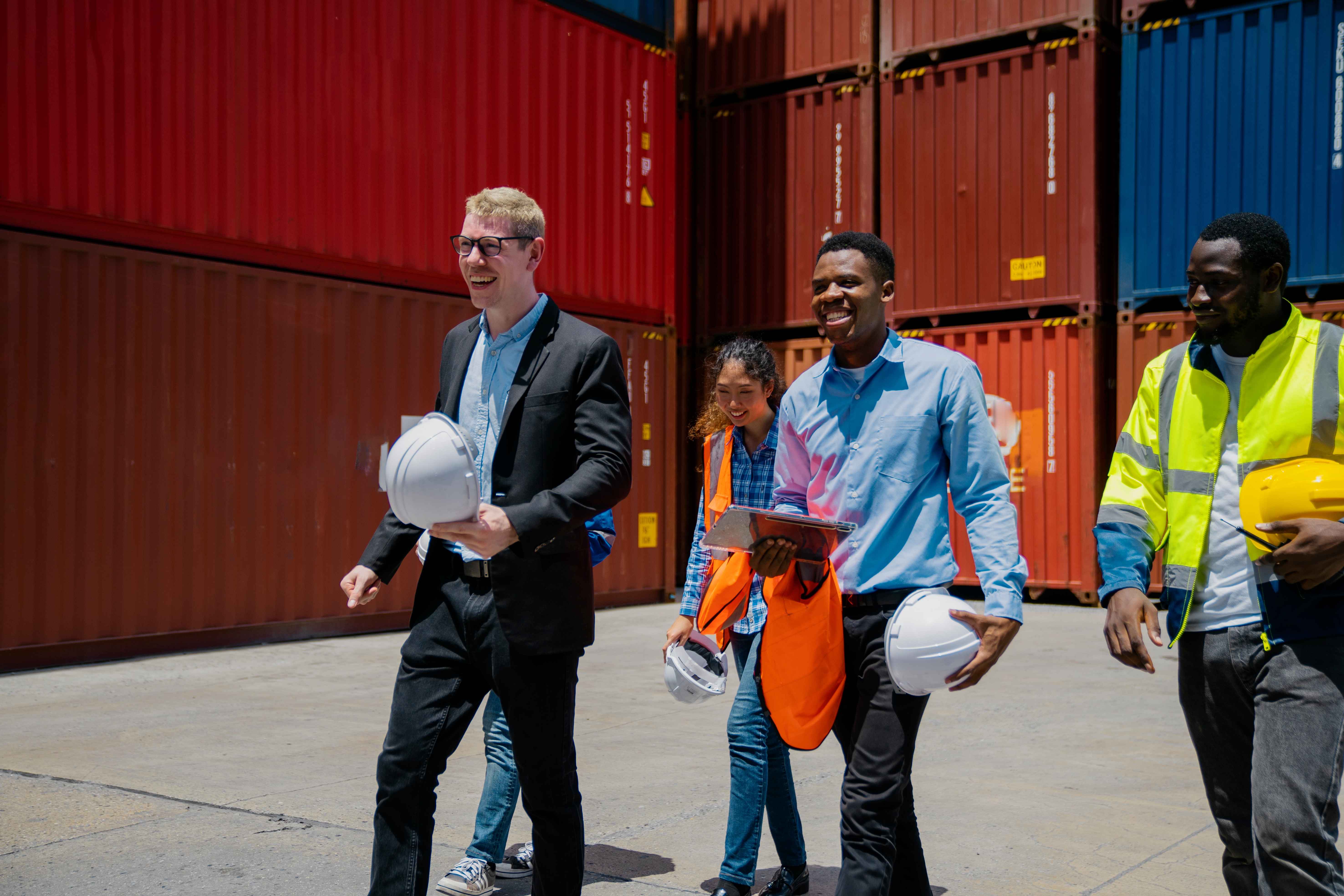 Modern Freight Team at shipping container yard